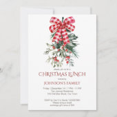 Kerst lunch rode strik dennen kaart (Voorkant)