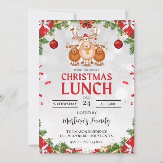 Kerst Lunch Uitnodigingen Kerstbrunch (Voorkant)