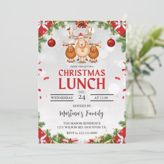 Kerst Lunch Uitnodigingen Kerstbrunch (Staand voorkant)