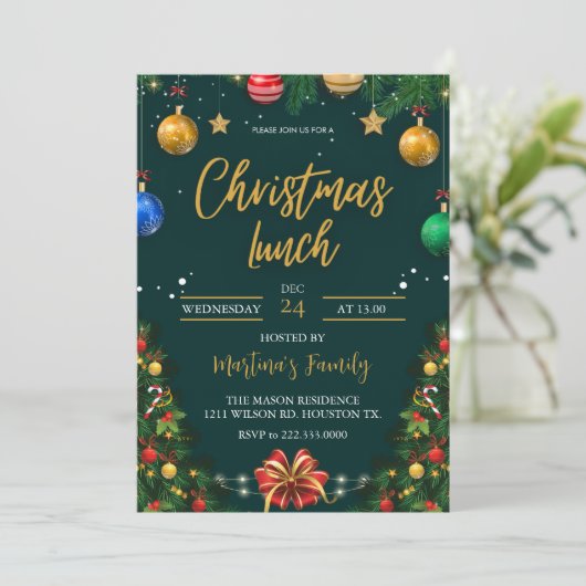 Kerst Lunch Uitnodigingen Kerstbrunch (Staand voorkant)