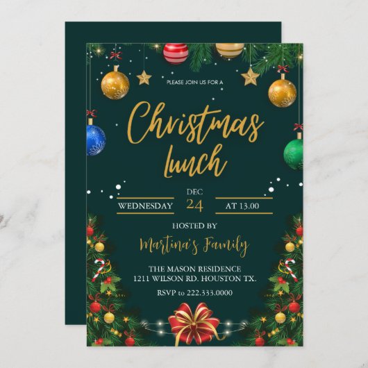 Kerst Lunch Uitnodigingen Kerstbrunch (Voorkant / Achterkant)