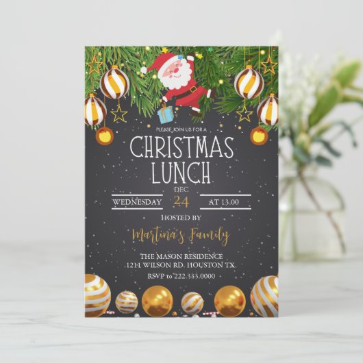Kerst Lunch Uitnodigingen Kerstbrunch (Staand voorkant)