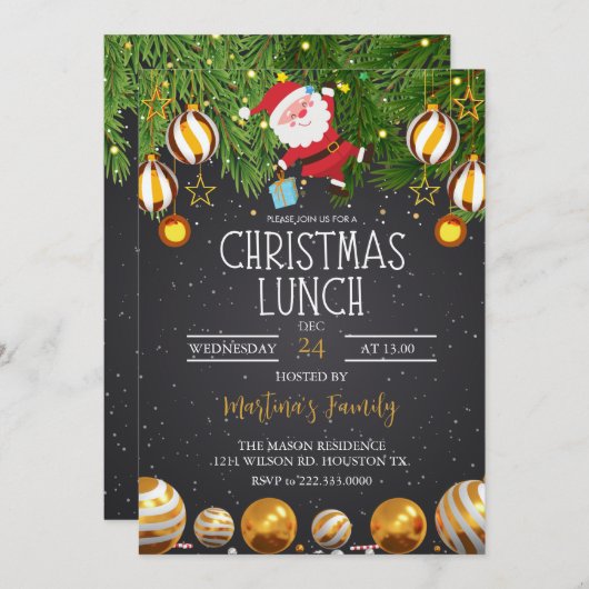 Kerst Lunch Uitnodigingen Kerstbrunch (Voorkant / Achterkant)