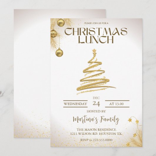 Kerst Lunch Uitnodigingen Kerstbrunch (Voorkant / Achterkant)