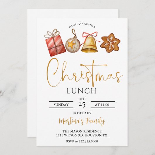 Kerst Lunch Uitnodigingen Kerstbrunch (Voorkant / Achterkant)