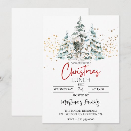 Kerst Lunch Uitnodigingen Kerstbrunch (Voorkant / Achterkant)