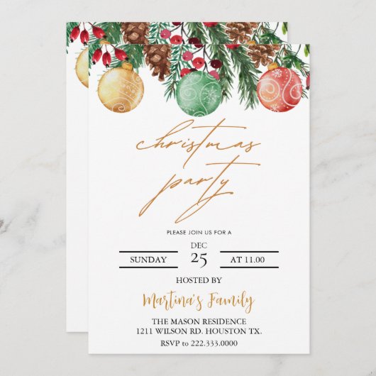 Kerst Lunch Uitnodigingen Kerstbrunch (Voorkant / Achterkant)