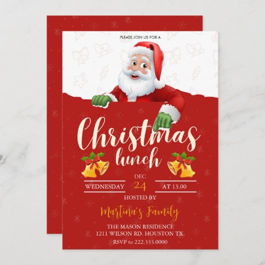 Kerst Lunch Uitnodigingen Kerstbrunch (Voorkant / Achterkant)