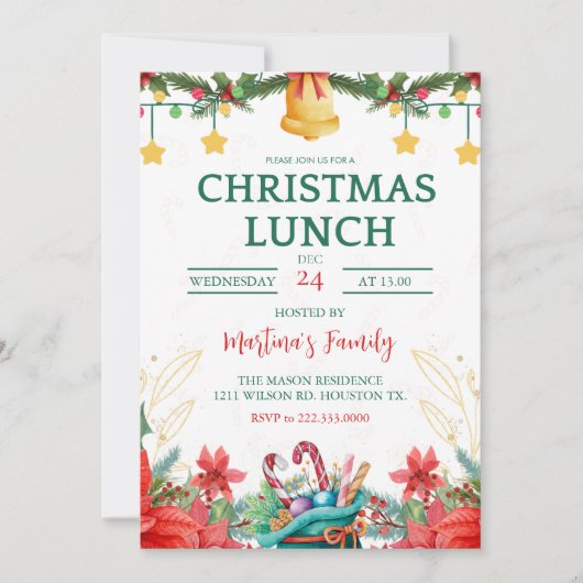 Kerst Lunch Uitnodigingen Kerstbrunch (Voorkant)