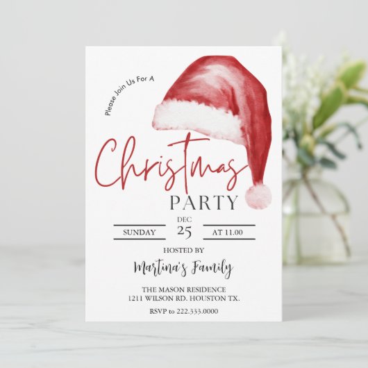 Kerst Lunch Uitnodigingen Kerstfeest (Staand voorkant)