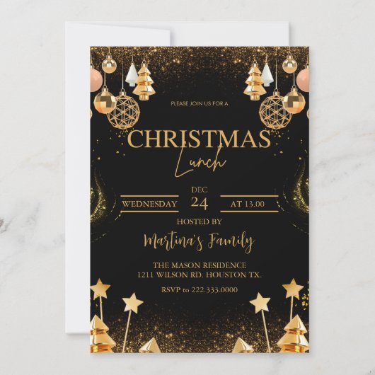 Kerst Lunch Uitnodigingen Vakantie Party (Voorkant)