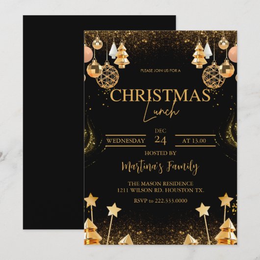 Kerst Lunch Uitnodigingen Vakantie Party (Voorkant / Achterkant)