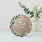 Kerst Luncheon Glitter Winter Bloemenkrans Kaart (Staand voorkant)