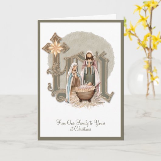 Kerst Maagd Maria Baby Jezus Religieuze Kaart (Gele Bloem)