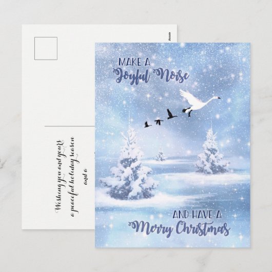 Kerst Maak een vrolijk geluid Sneeuwganzen Feestdagenkaart (Voorkant / Achterkant)