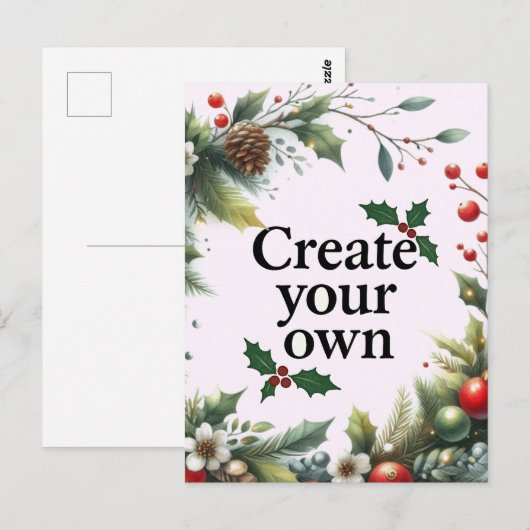 Kerst "Maak je eigen" foto  Briefkaart (Voorkant / Achterkant)