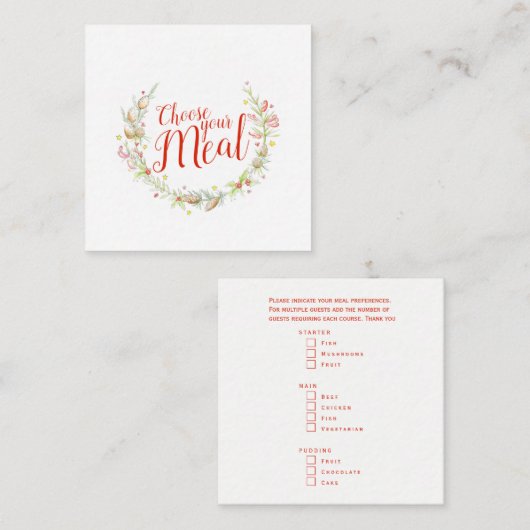 Kerst maaltijdopties Kies uw maaltijdverblijf Informatiekaartje (Voorkant / Achterkant)