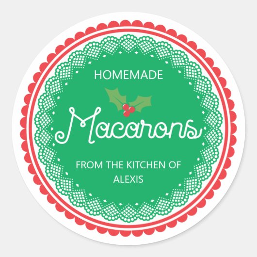 Kerst Macaron Ronde Sticker (Voorkant)