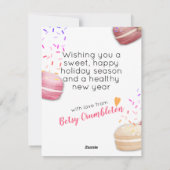 Kerst macaroon koekje strooit naar bakken van feestdagenkaart (Achterkant)