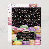 Kerst macaroon koekje strooit naar bakken van feestdagenkaart (Voorkant / Achterkant)