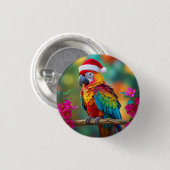 Kerst Macaw Dearing A Santa Hat-56483 Ronde Button 3,2 Cm (Voorkant /achterkant)
