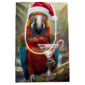 Kerst Macaw Papegaai Met Martini Cocktail Medium Cadeauzakje (Voorkant)
