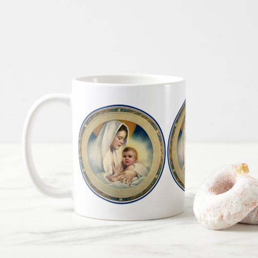  kerst, Madonna en kind Koffiemok (Met donut)