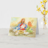 Kerst Madonna en kind met Shepherd Boy Kaart (Gele Bloem)