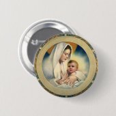 kerst, Madonna en kind Ronde Button 5,7 Cm (Voorkant /achterkant)
