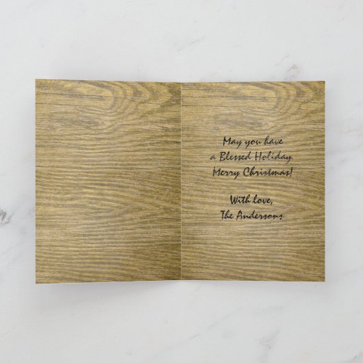 Kerst Madonna en Kind Rustiek Hout Christelijk Feestdagen Kaart (Binnen)