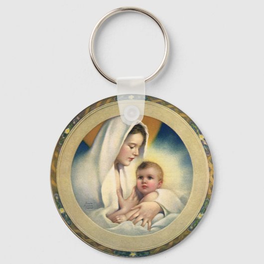 kerst, Madonna en kind Sleutelhanger (Voorkant)