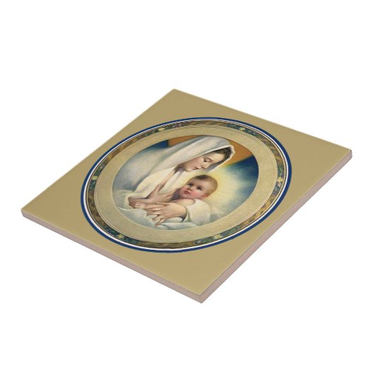  kerst, Madonna en kind Tegeltje (Zijkant)