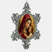 Kerst Madonna en Kind Tin Sneeuwvlok Ornament (Links)
