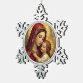 Kerst Madonna en Kind Tin Sneeuwvlok Ornament (Rechts)