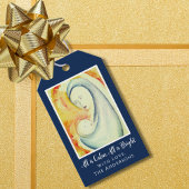 Kerst Madonna en kind Waterverf Cadeaulabel