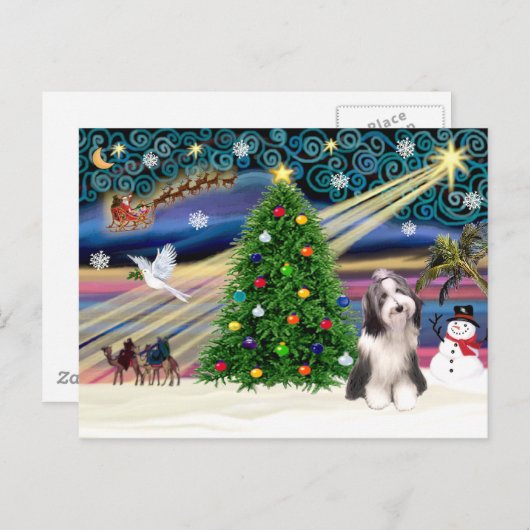 Kerst Magic Bearded Collie 4 Feestdagenkaart (Voorkant / Achterkant)