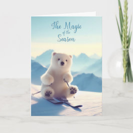 Kerst Magic Polar Beer Skiën Kerstmis Kaart