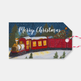 Kerst Magic  Red Steam Train Cadeaulabel