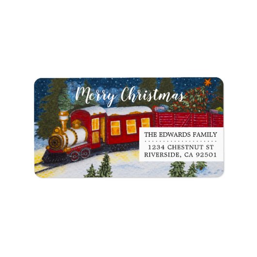 Kerst Magic Red Steam Train Labels (Voorkant)