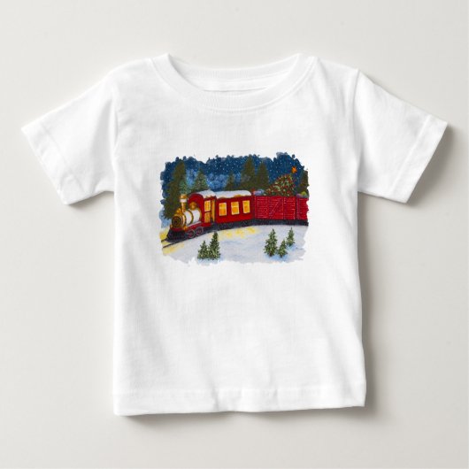 Kerst Magic  Red Steam Train T-shirt (Voorkant)