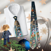 Kerst Magic Snowman & Friends blauw Stropdas