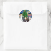 Kerst magie - zes katten (variëteit) ronde sticker (Tas)