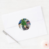 Kerst magie - zes katten (variëteit) ronde sticker (Envelop)