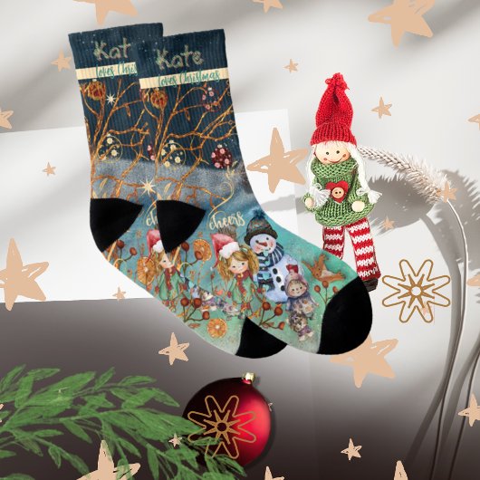 Kerst Magische blauwe All-Over-Print Sokken