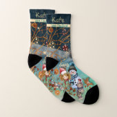Kerst Magische blauwe All-Over-Print Sokken (Paar)