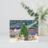 Kerst Magische Cairn Terriers (Vijf) Feestdagenkaart (Staand voorkant)