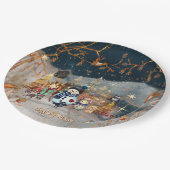 Kerst Magische Sneeuwman Blauw Papieren Bordje (Gekanteld)