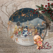 Kerst Magische Sneeuwman Blauw Papieren Bordje