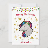 Kerst Magische Unicorn Glitter Feestdagenkaart (Voorkant)
