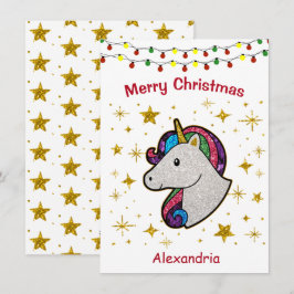 Kerst Magische Unicorn Glitter Feestdagenkaart
